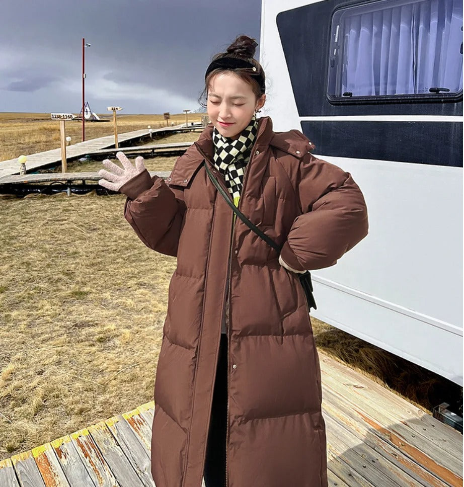 Sienna – Langer Puffermantel mit Kapuze und Taschen
