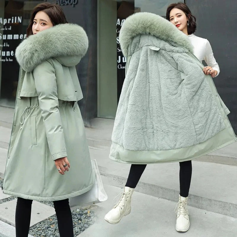 Zola– Damen-Winterjacke mit Kapuze und Wollfutter