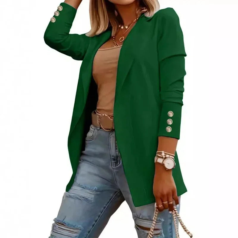 Daisy-Bequeme Damen-Freizeitjacke mit Schwefelfarbenen Ärmeln