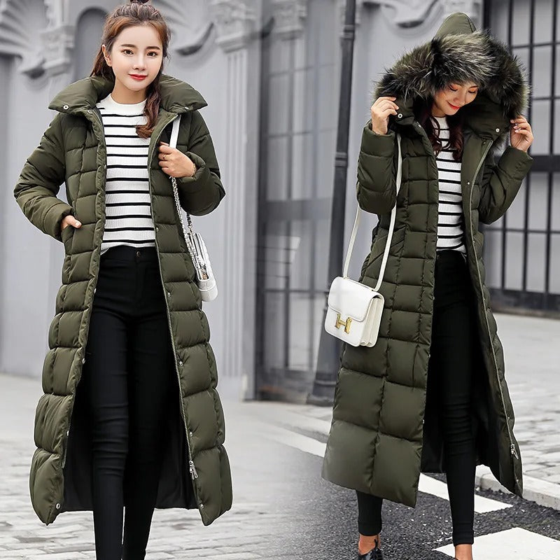 Pia - Lange Wattierte Winterjacke für Frauen