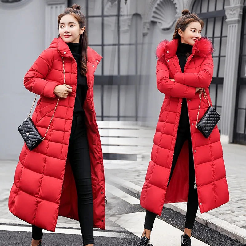 Pia - Lange Wattierte Winterjacke für Frauen