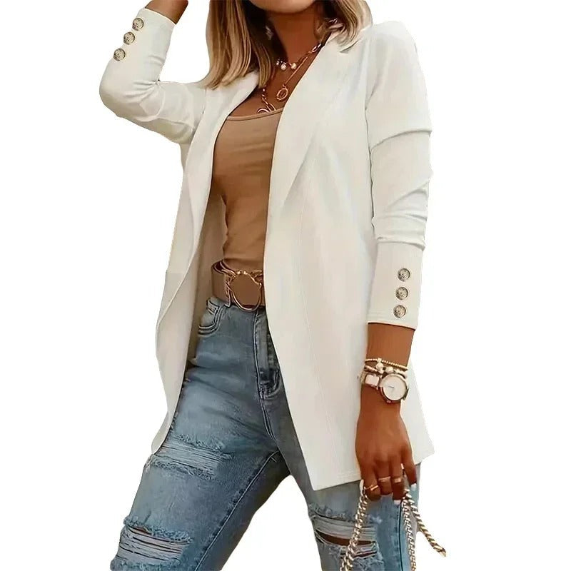 Daisy-Bequeme Damen-Freizeitjacke mit Schwefelfarbenen Ärmeln